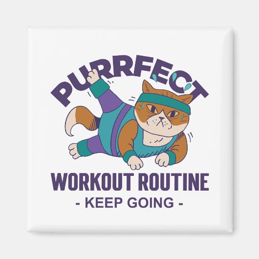 Whimsical Workout Cat Magnet (Vorne)