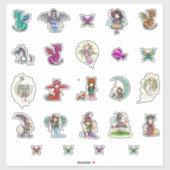 Whimsical World Characters Stickers Fantasy Art Aufkleber (Blatt)