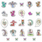Whimsical World Characters Stickers Fantasy Art Aufkleber (Vorderseite)