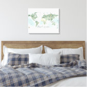 Whimsical World Map Mauer - Wasserfarbenwelt Leinwanddruck (Insitu (Schlafzimmer))