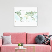 Whimsical World Map Mauer - Wasserfarbenwelt Leinwanddruck (Insitu (Wohnzimmer))