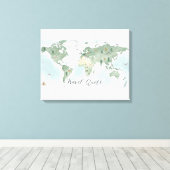 Whimsical World Map Mauer - Wasserfarbenwelt Leinwanddruck (Insitu (Holzboden))