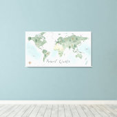 Whimsical World Map Mauer - Wasserfarbenwelt Leinwanddruck (Insitu (Holzboden))
