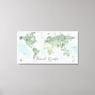 Whimsical World Map Mauer - Wasserfarbenwelt Leinwanddruck