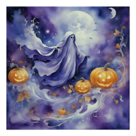 Whimsical Wraith: Der verzauberte Kürbispfad Poster