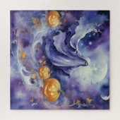 Whimsical Wraith: Der verzauberte Kürbispfad Puzzle (Horizontal)