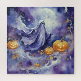 Whimsical Wraith: Der verzauberte Kürbispfad Puzzle