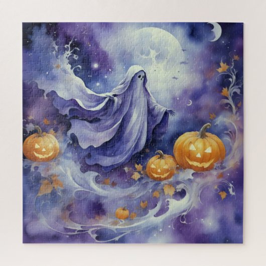 Whimsical Wraith: Der verzauberte Kürbispfad Puzzle (Vertikal)