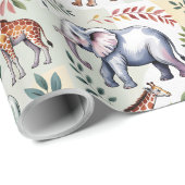 Whimsical wrapping paper featuring elephants, lion geschenkpapier (Rolleneckpunkt)