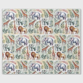 Whimsical wrapping paper featuring elephants, lion geschenkpapier (Flach)