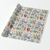 Whimsical wrapping paper featuring elephants, lion geschenkpapier (Ungerollt)