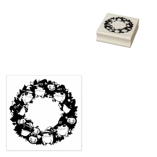 Whimsical Wreath Adorned With Toads Jackolanterns Gummistempel (Stempel)