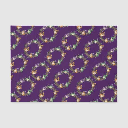 Whimsical Wreath Border Adorned With Witchy Toads Seidenpapier (Vorderseite)