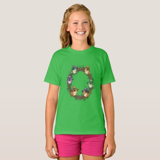 Whimsical Wreath Border Adorned With Witchy Toads T-Shirt (Vorne ganz)