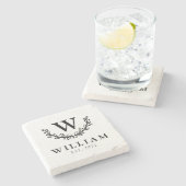 Whimsical Wreath Monogram Family Steinuntersetzer (Seitenansicht)