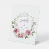 Whimsical Wreaths Wasserfarbe Tischnummer Pedestal Sockelschild (Vorderseite)