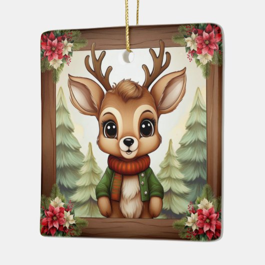 Whimsical Xmas Reindeer Holiday Decoration  🦌🎄 Keramikornament (Links)