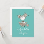 Whimsical Yarn Lover Girl Grußkarte Karte (Vorderseite/Rückseite Beispiel)