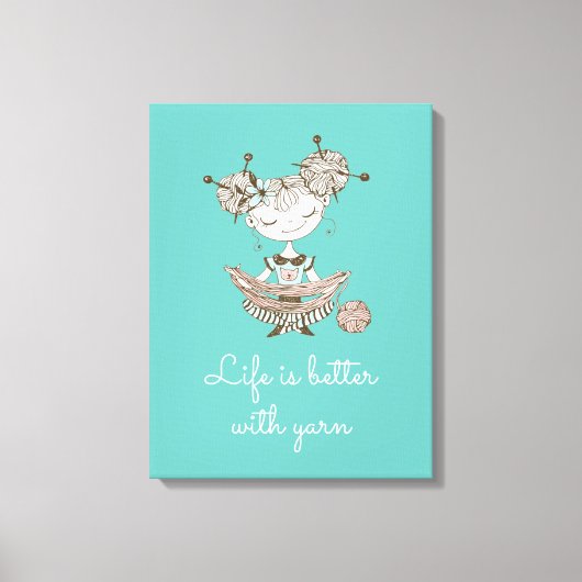 Whimsical Yarn Lover Girl Leinwanddruck (Vorderseite)