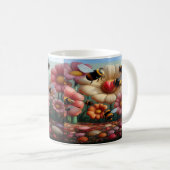 Whimsical Yellow Bee Mine Valentine's Blumendruck Kaffeetasse (VorderseiteRechts)