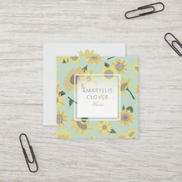 Whimsical Yellow Blue Sunflower Painted Blume Quadratische Visitenkarte