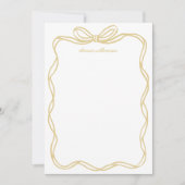 Whimsical Yellow Gold Bow Personalized Stationery Mitteilungskarte (Vorderseite)