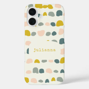 Whimsical Yellow Grau Abstrakte Formen Individuell iPhone 16 Hülle