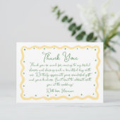 Whimsical Yellow Green Hand Painted Bridal Shower Dankeskarte (Stehend Vorderseite)