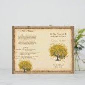 Whimsical Yellow Heart Leaf Tree Hochzeitsprogramm (Stehend Vorderseite)