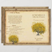 Whimsical Yellow Heart Leaf Tree Hochzeitsprogramm (Vorne/Hinten)