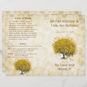 Whimsical Yellow Heart Leaf Tree Hochzeitsprogramm (Vorne/Hinten)