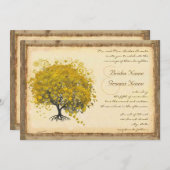 Whimsical Yellow Heart Tree Einladung zur Hochzeit (Vorne/Hinten)
