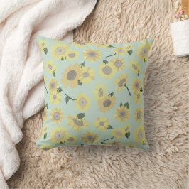 Whimsical Yellow Orange Blue Painted Sunflower Kissen