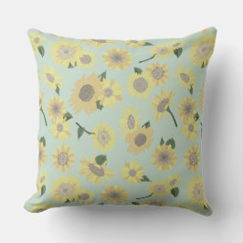 Whimsical Yellow Orange Blue Sunflower Kissen