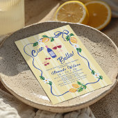 Whimsical Yellow Strip Ciao Bella Brautparty Einladung