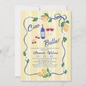 Whimsical Yellow Strip Ciao Bella Brautparty Einladung (Vorderseite)