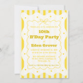 Whimsical Yellow Stripes Birthday Invitation Einladung (Vorderseite)