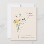 Whimsical Yellow Wildblume Wedding Danke (Vorderseite)