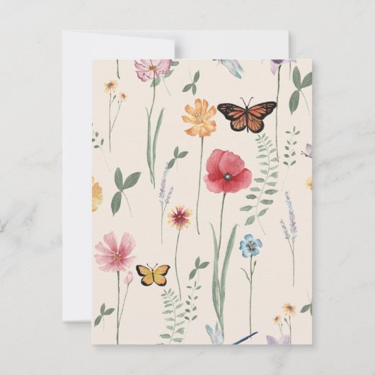 Whimsical Yellow Wildblume Wedding Danke (Rückseite)