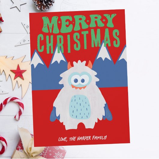 Whimsical Yeti Christmas Feiertagskarte