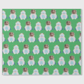 Whimsical Yeti Face Foto Kinder Weihnachten Geschenkpapier (Flach)