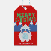 Whimsical Yeti Kinder Weihnachten kein Pinkeln Geschenkanhänger (Vorderseite)