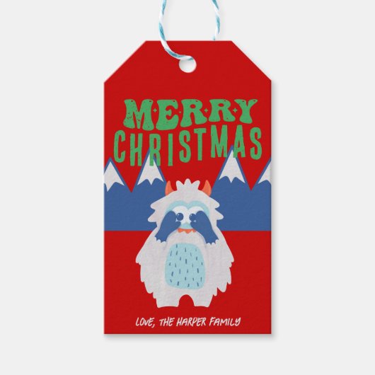 Whimsical Yeti Kinder Weihnachten kein Pinkeln Geschenkanhänger (Vorderseite)
