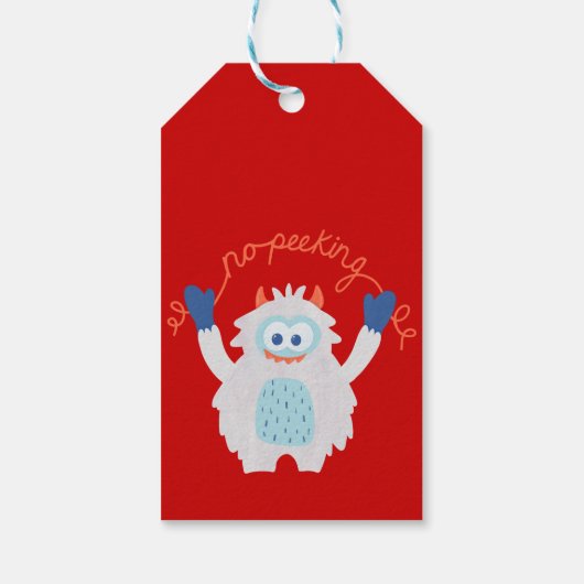 Whimsical Yeti Kinder Weihnachten kein Pinkeln Geschenkanhänger (Rückseite)