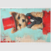 Whimsical Yorkie Dog, Red Bow Krawatte AT2 Decoupa Seidenpapier (Vorderseite)