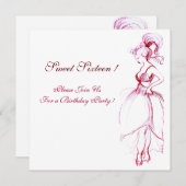 WHIMSICAL YOUNG MÄDCHEN 16 PARTY, rosa weiß Einladung (Vorne/Hinten)