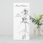 WHIMSICAL YOUNG MÄDCHEN 16 PARTY Schwarz-weiß Einladung (Stehend Vorderseite)