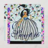 WHIMSICAL YOUNG MIRL SWEET 16 GEBURTSTAG PARTY EINLADUNG (Vorne/Hinten)