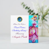 WHIMSICAL YOUNG MIRL SWEET 16 PARTY GEM MONOGRAM EINLADUNG (Stehend Vorderseite)