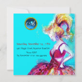 WHIMSICAL YOUNG MIRL SWEET 16 PARTY GEM MONOGRAM EINLADUNG (Rückseite)